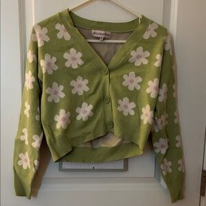 Green Floral Women's Sweater